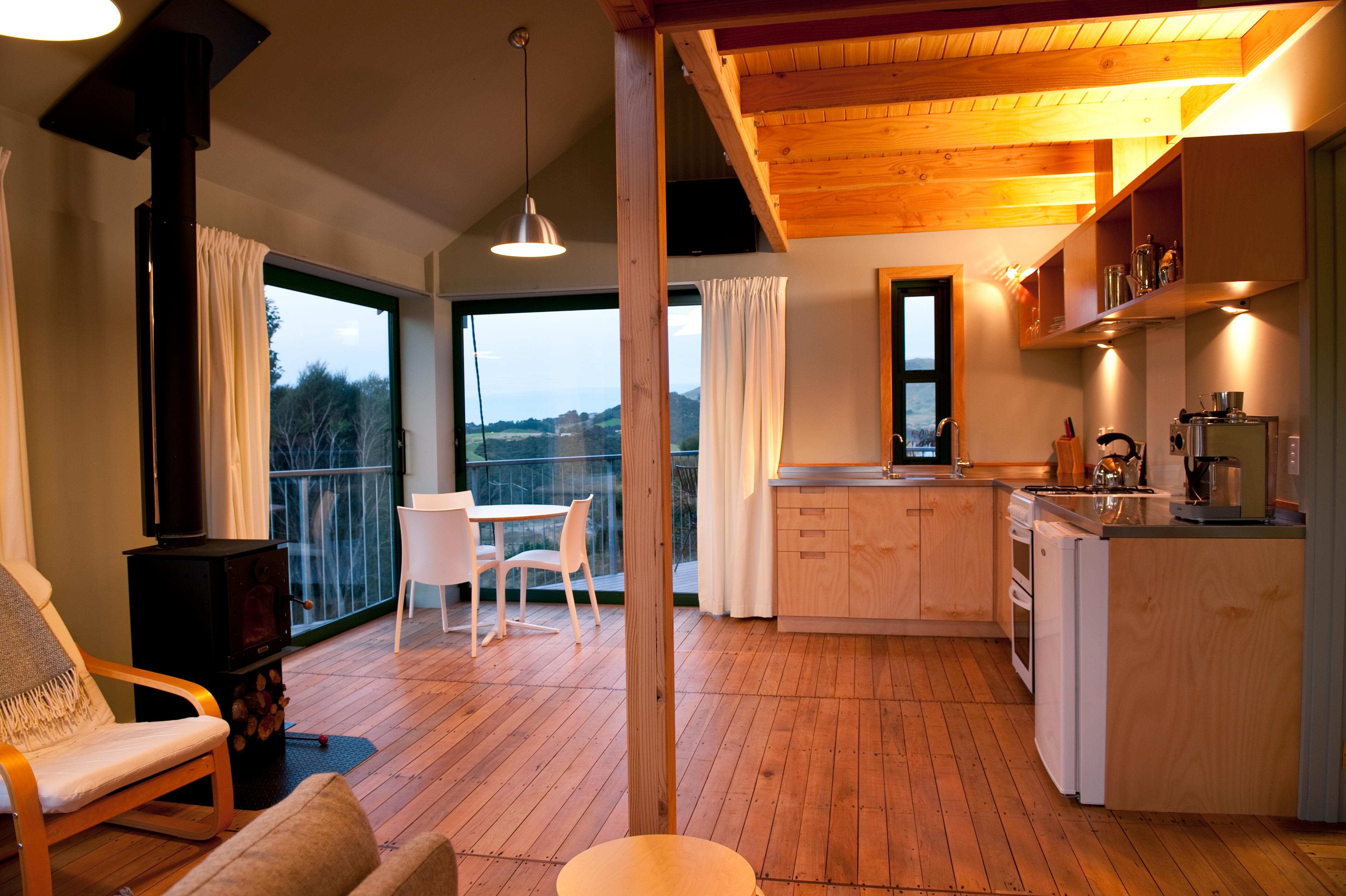 Kitchen at Hereweka Garden Retreat Accommodation, Otago Peninsula, Dunedin 