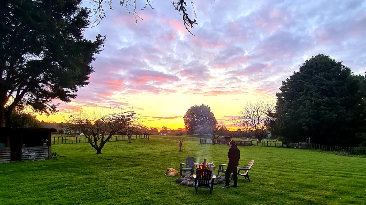 Fire pit sunset