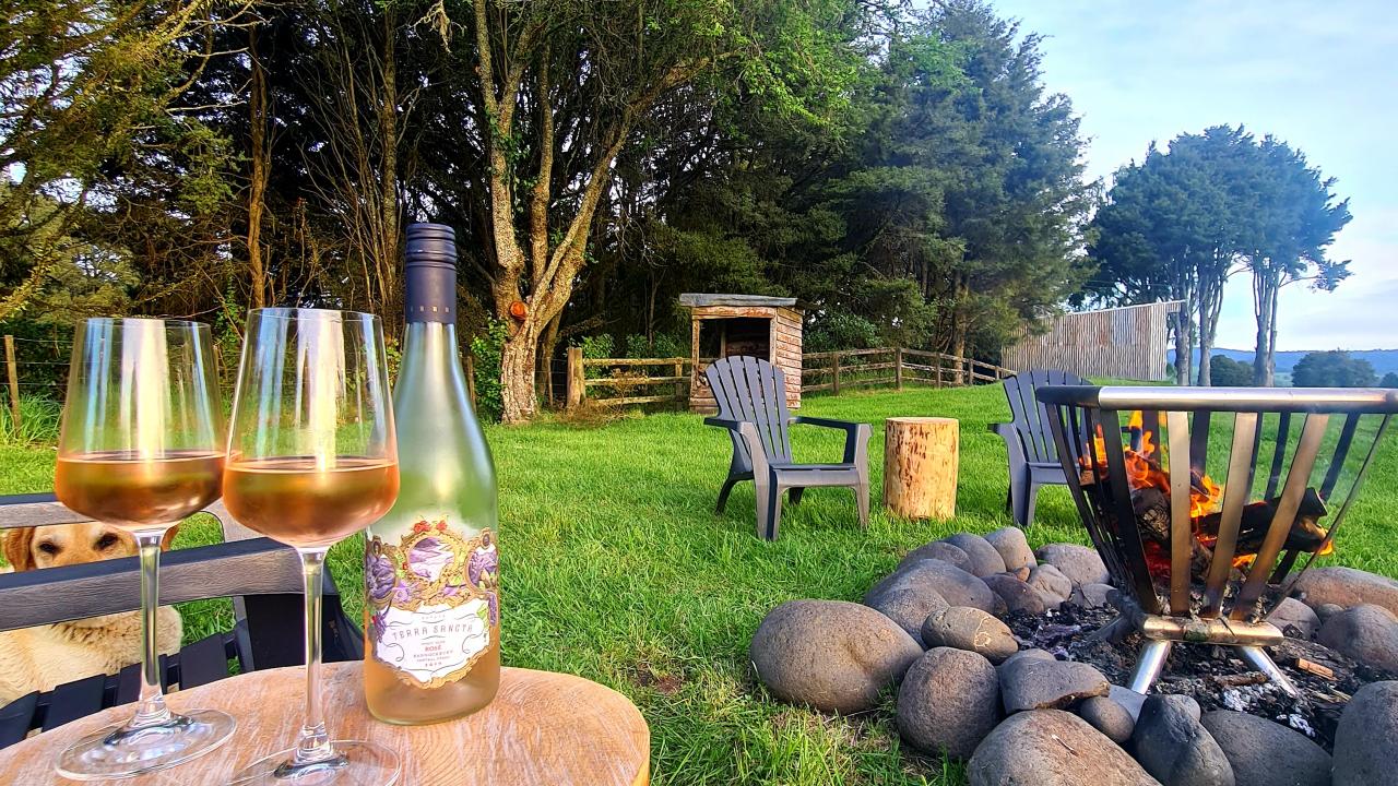 Fire Pit with views to the mountains in the east and sunset in the west