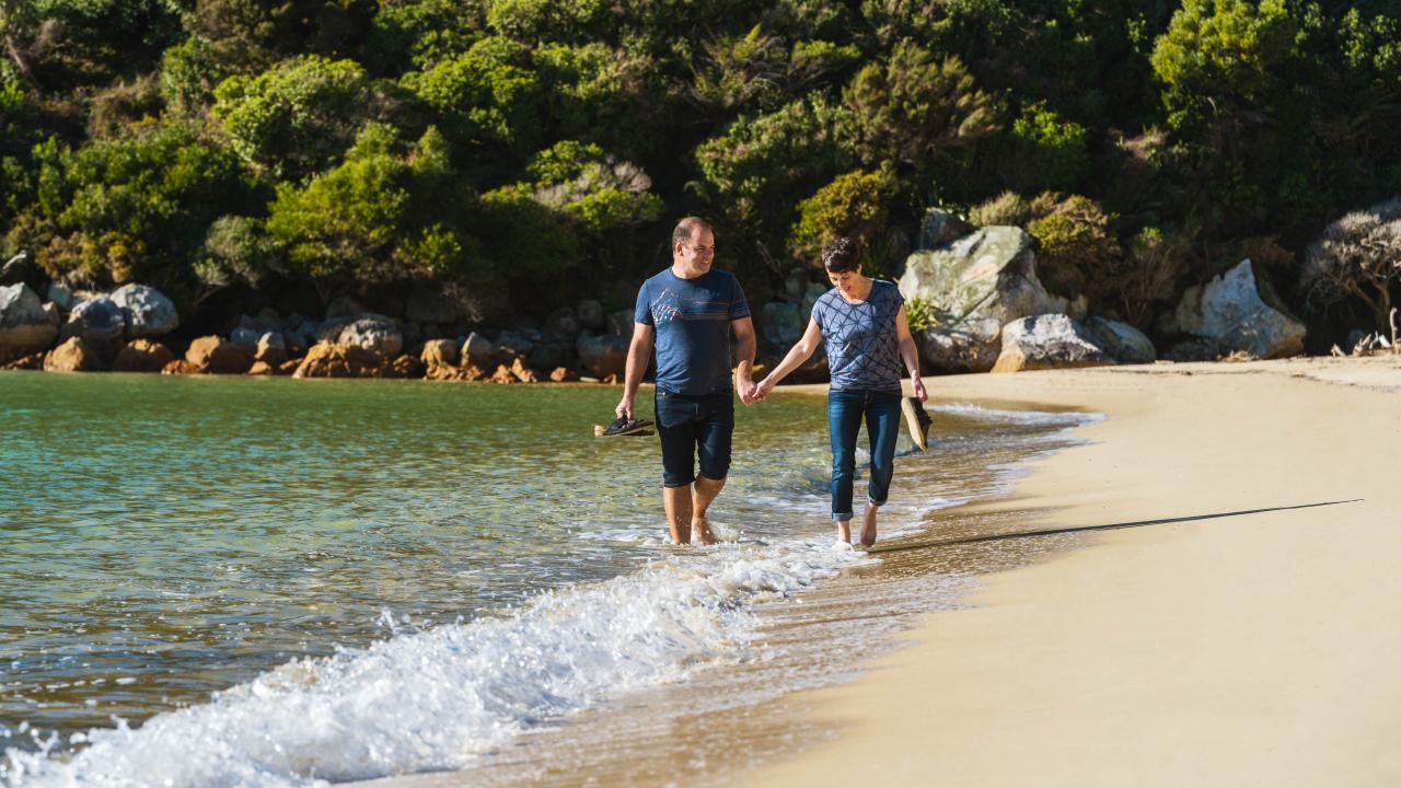 Stunning Awaroa Beach in the Abel Tasman National Park with Helicopters Nelson
