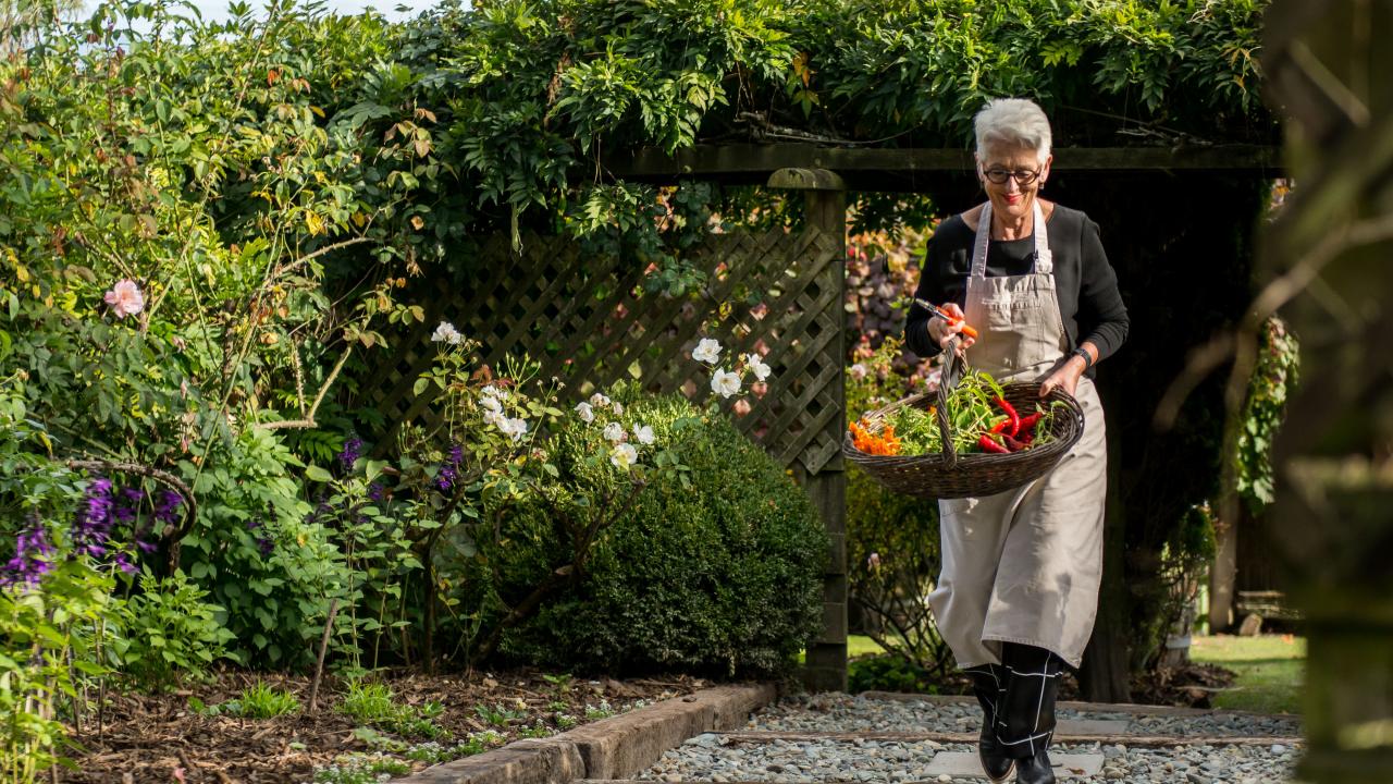 Chef and Owner - Ali in the kitchen garden