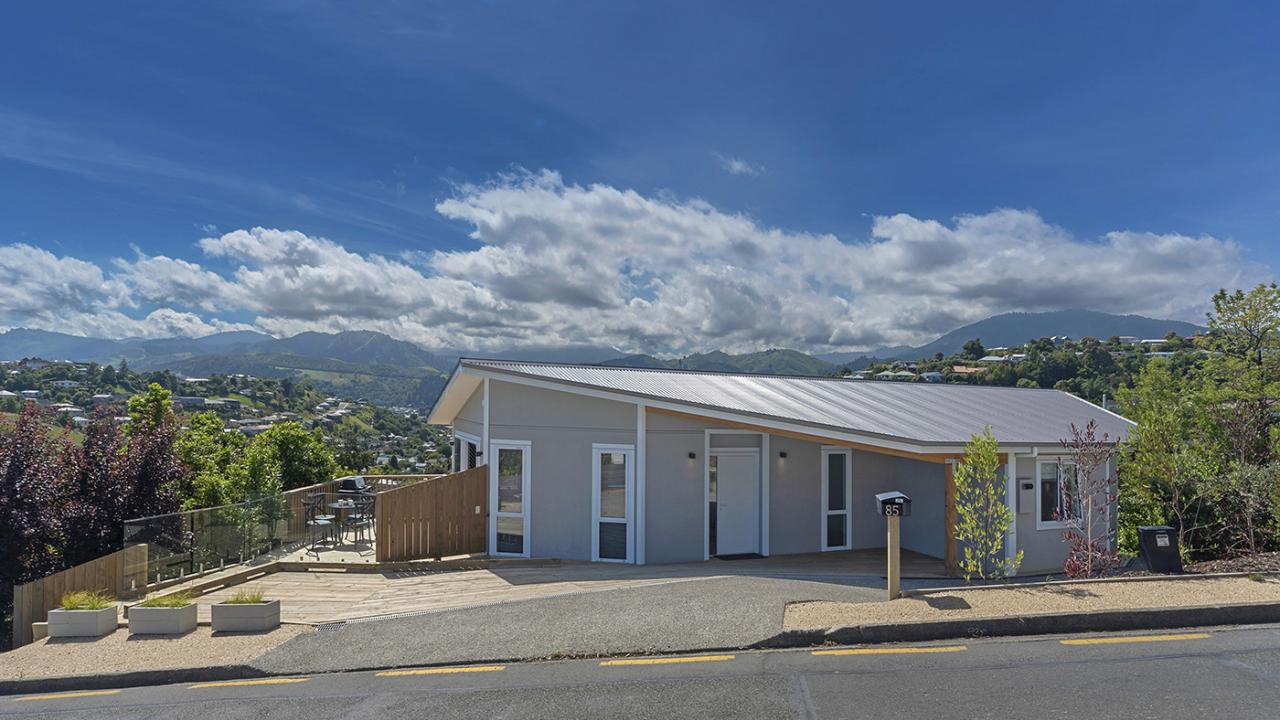 Exterior building and parking area
