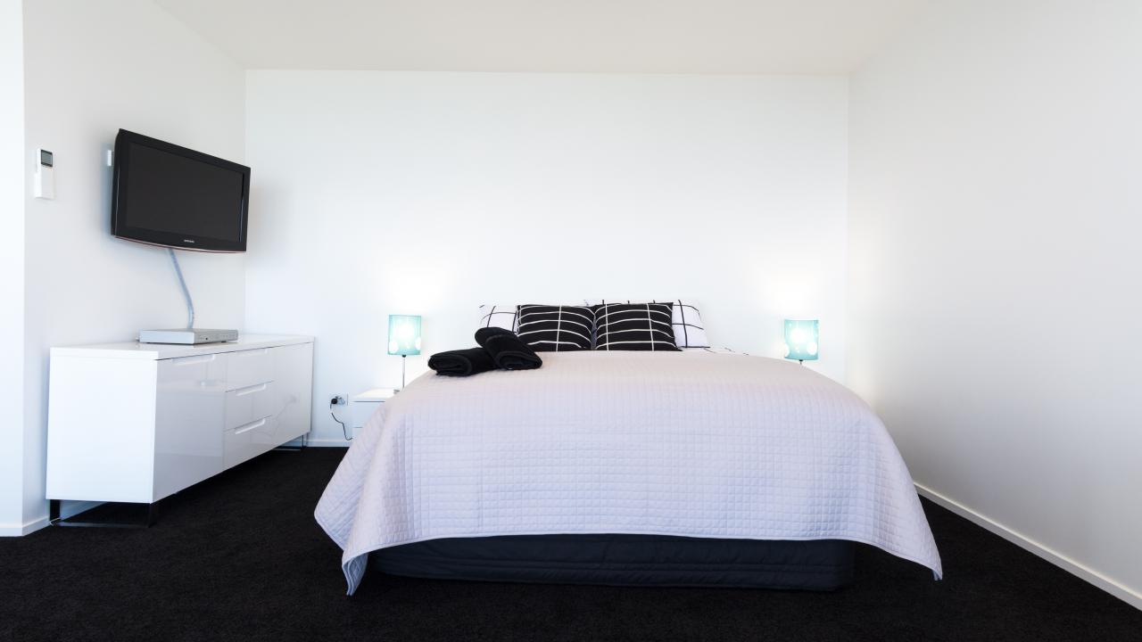 Luxurious king bed.
