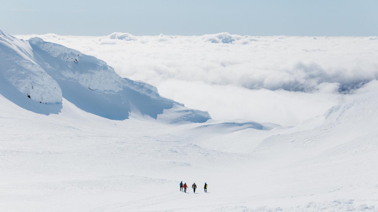Adrift Tongariro: Mt Ruapehu Crater Lake guided hike in winter
