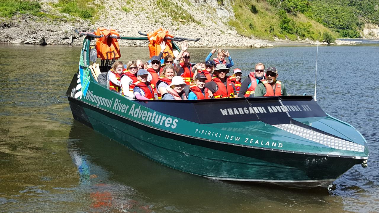 Whanganui River Adventures - Jetboat departing Pipiriki