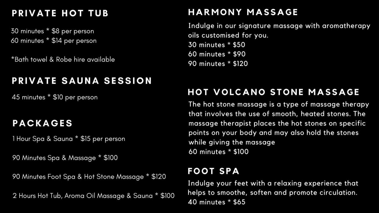Snowman Spa Menu