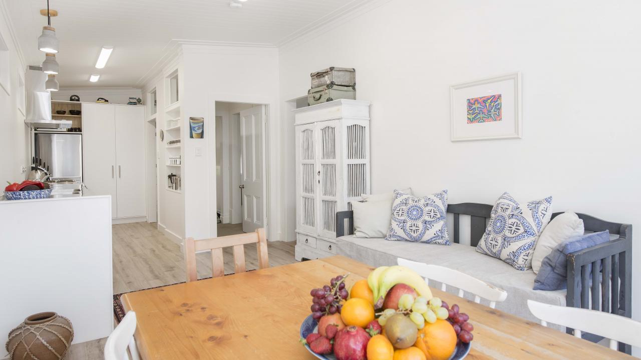 Open-plan kitchen and dining area.