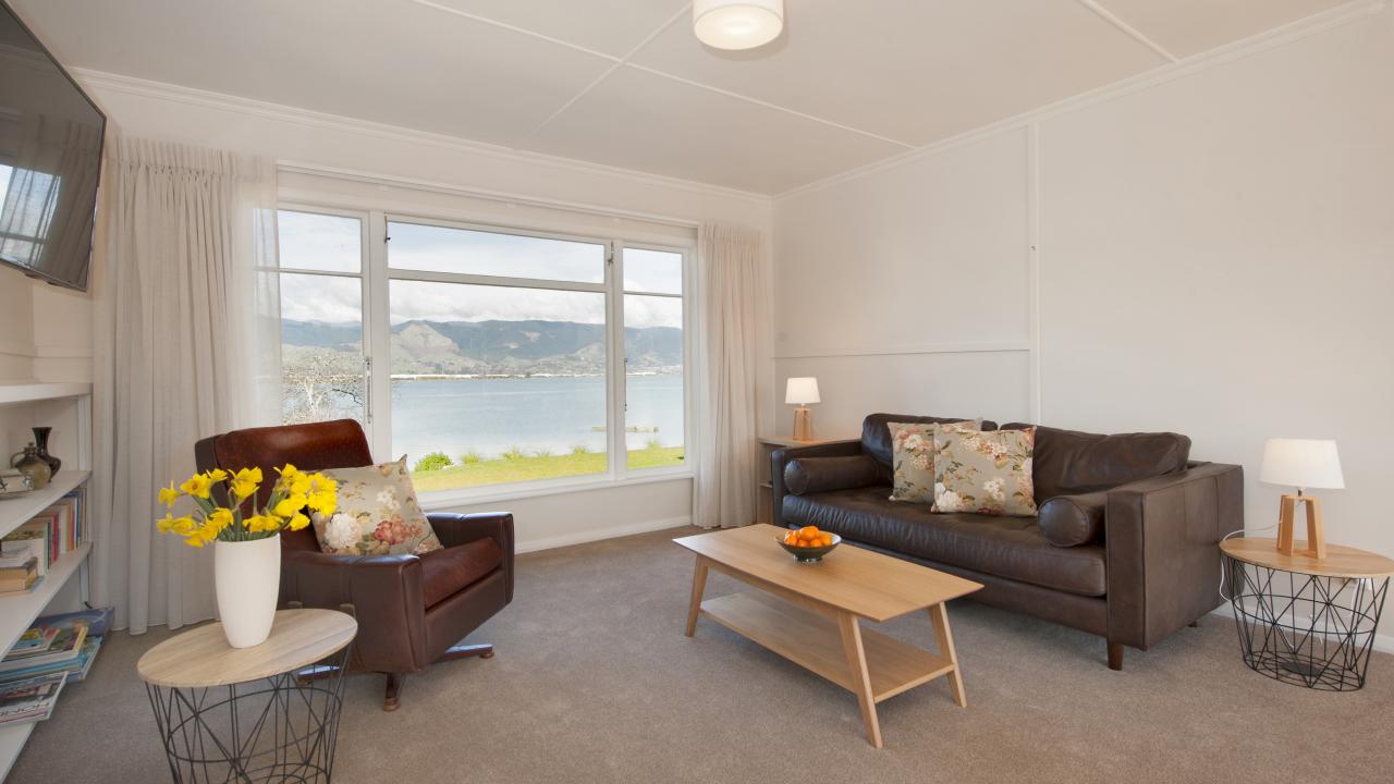 Stunning views framed by the picture windows.