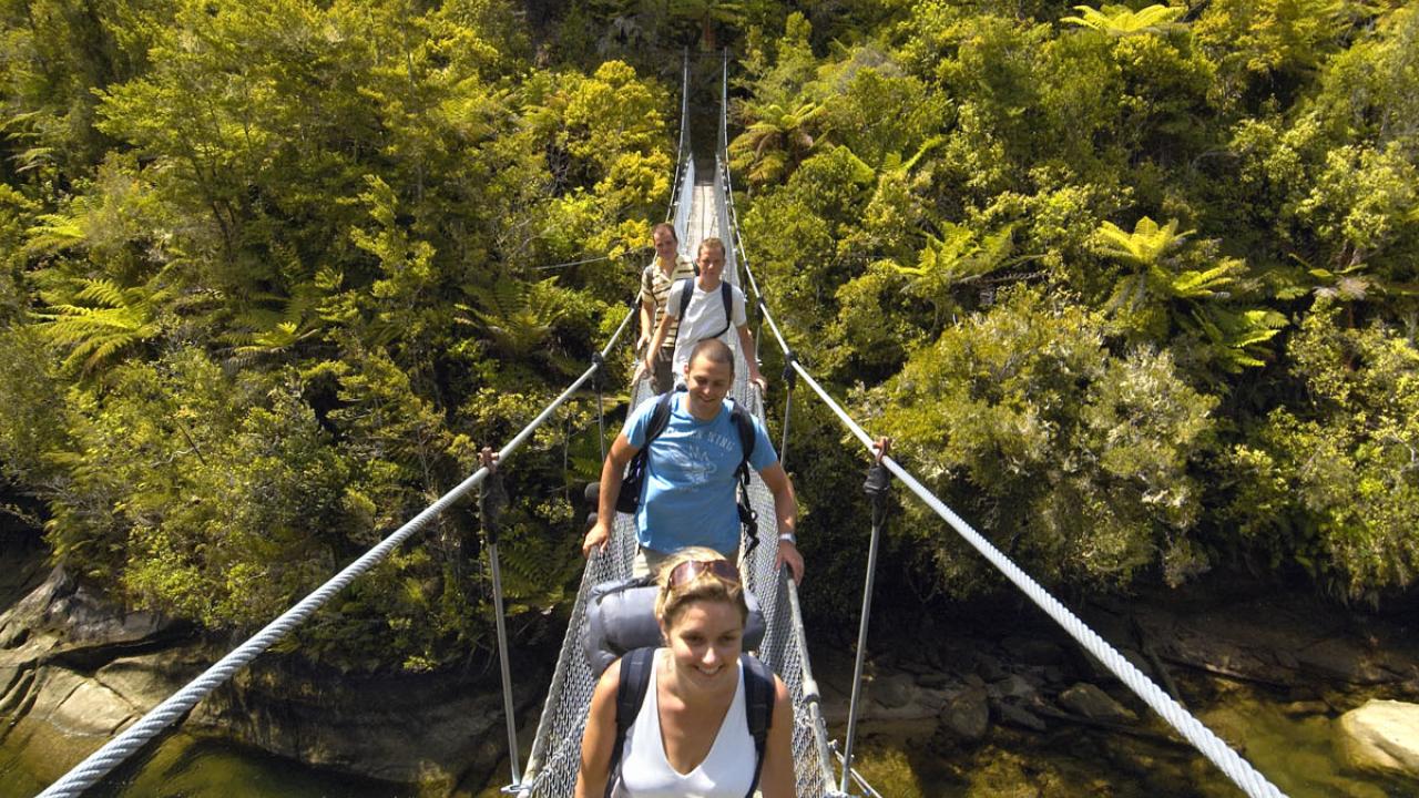 Abel Tasman Coastal Track, Falls River Swing Bridge