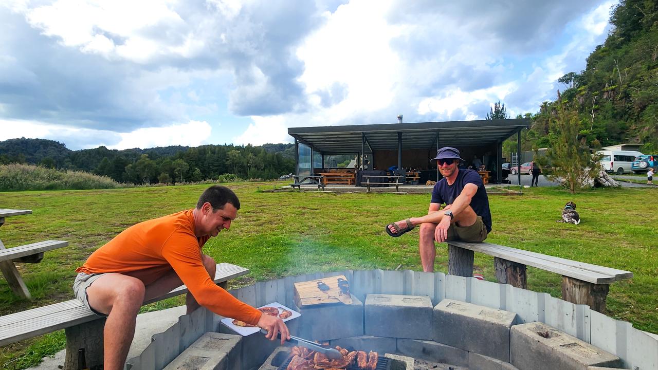 Cooking on the camp firepit