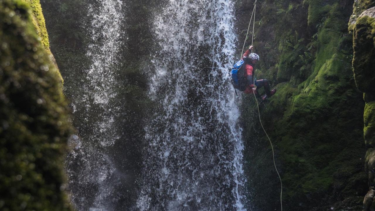Abseiling down spectacular waterfalls