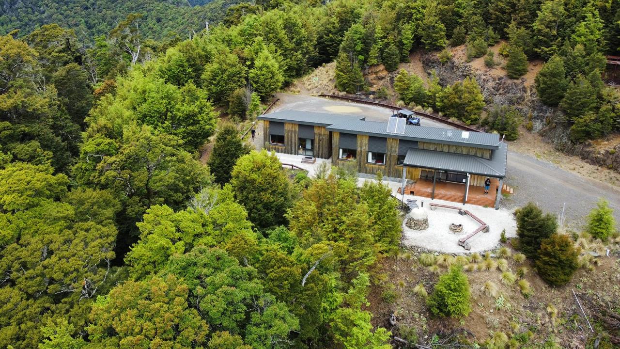 Aerial shot of Gibbs Lodge.