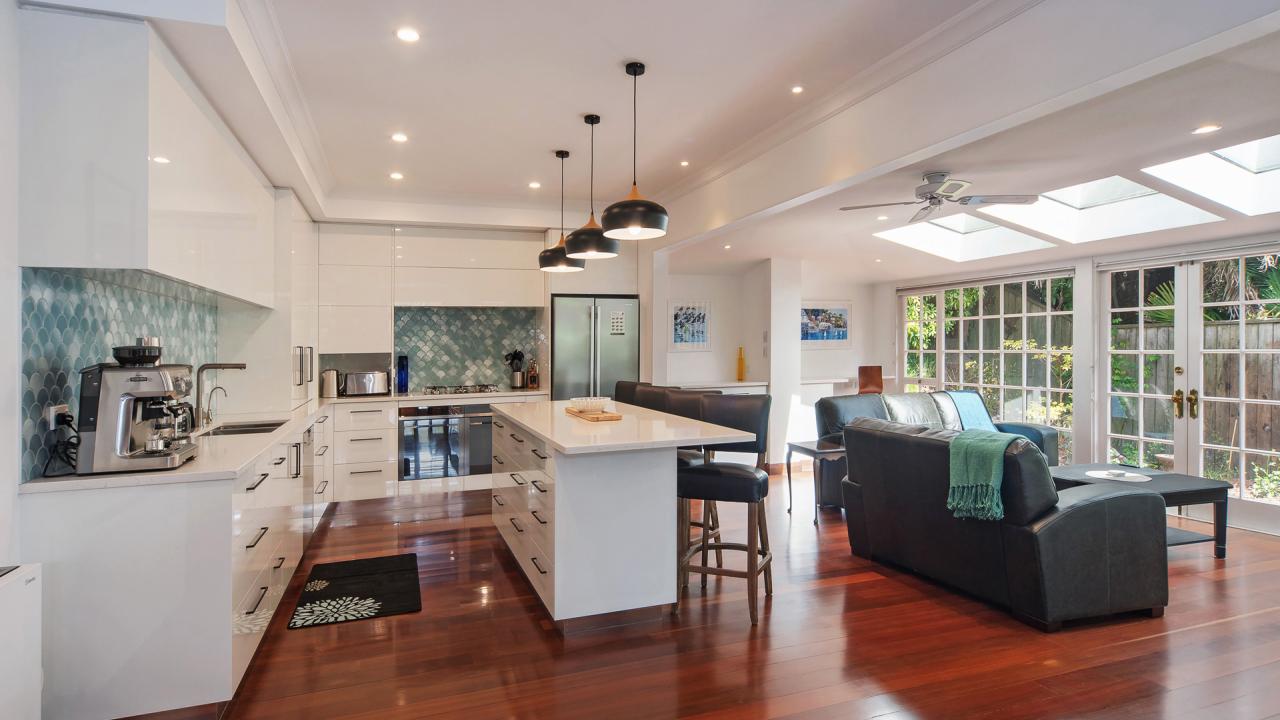 Open plan kitchen and living area