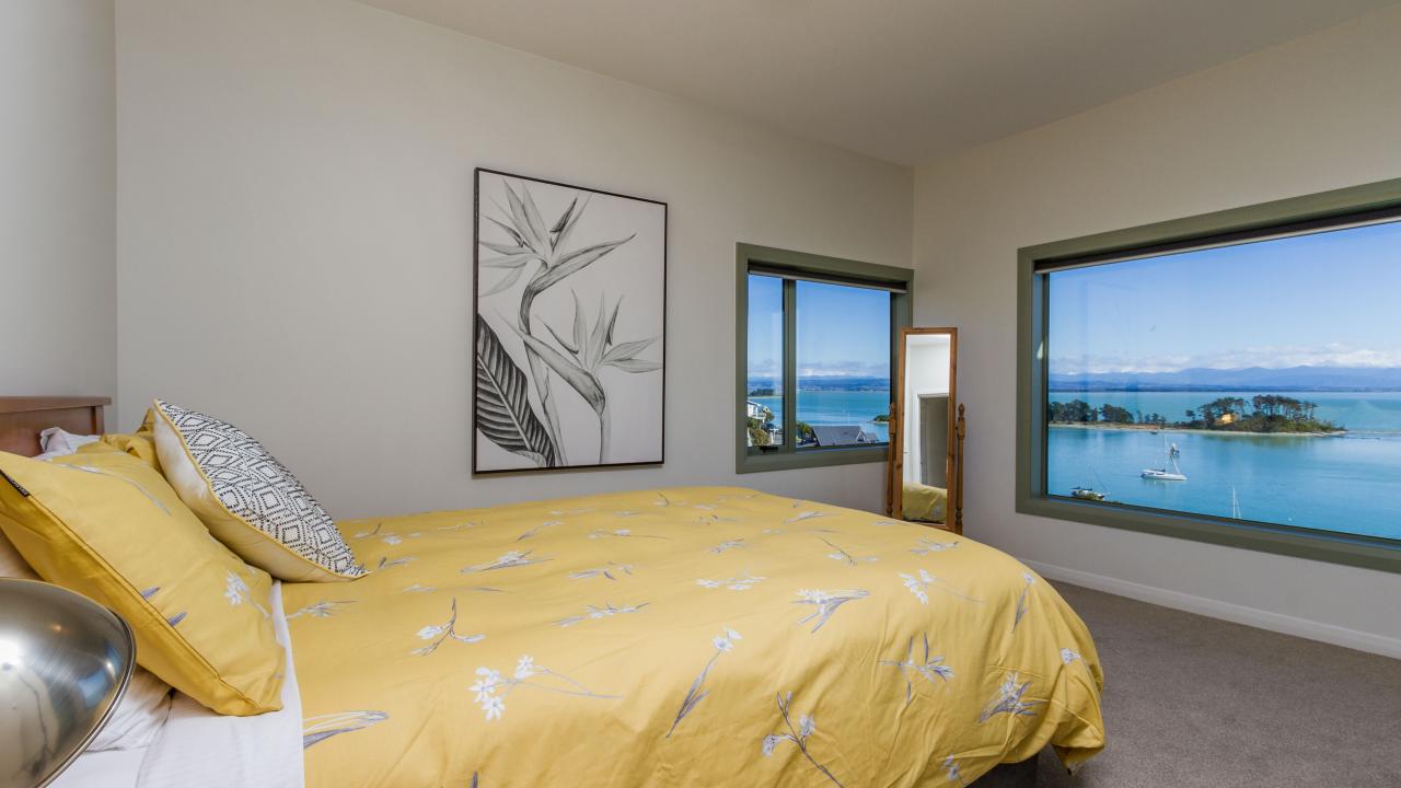 Master bedroom with King bed and stunning views