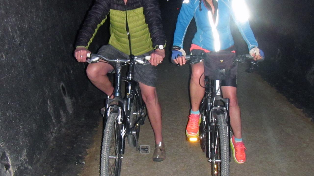 In the middle of the tunnel