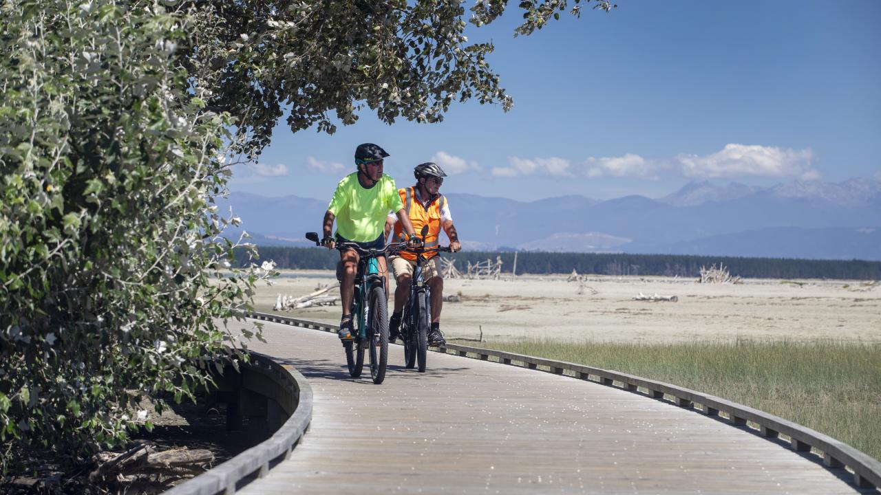 Cycle path and board walk beside the Holiday Park
