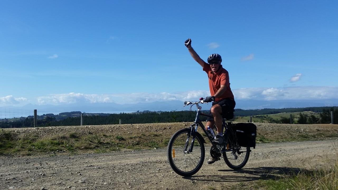 Triumph at the top of the scenic Moutere