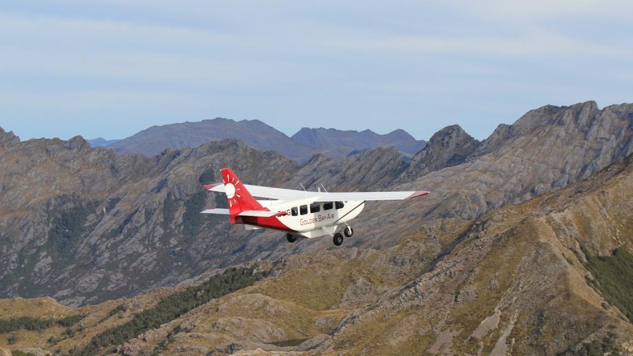 Golden Bay Air Airvan flying in the Kahurangi mountains