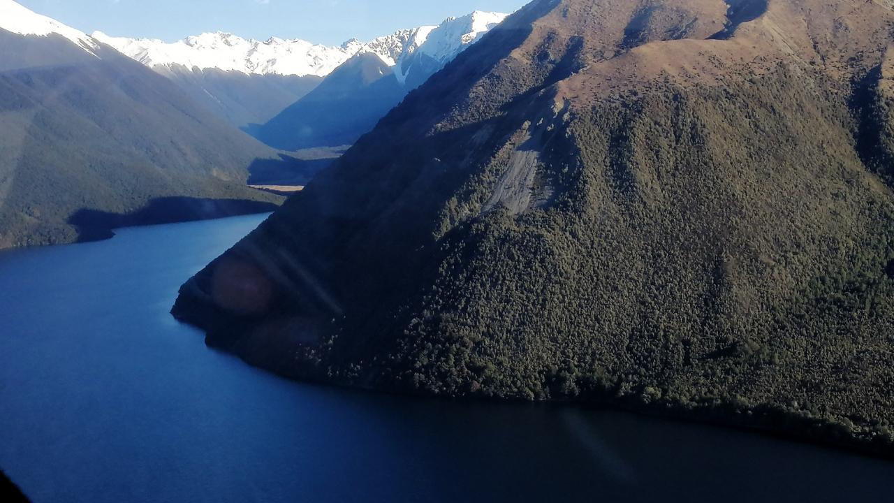 Lake Rotoiti in the Nelson Lakes National park from above.