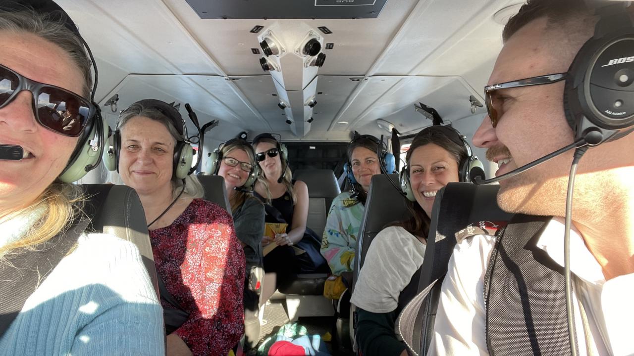 Some happy scenic flyers on Golden Bay Air scenic Flight