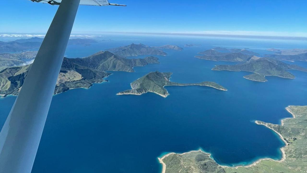 The islands of the Marlborough Sounds - Golden Bay Air scenic flight