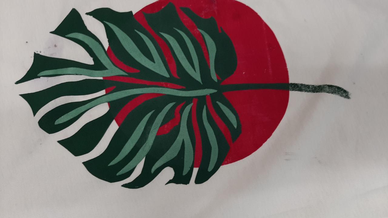 A students printed artwork made during their Create Fabulous Screen Prints on Fabric or Paper Workshop.