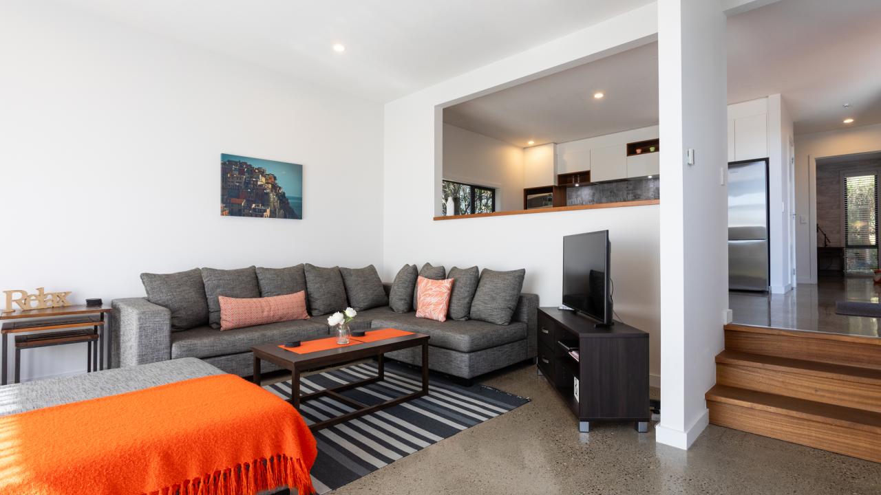 Orange Apartment Living Room