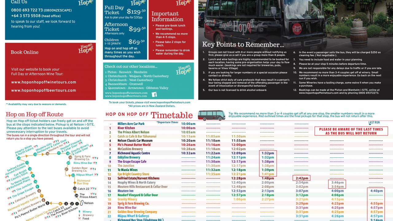 Nelson Map Timetable