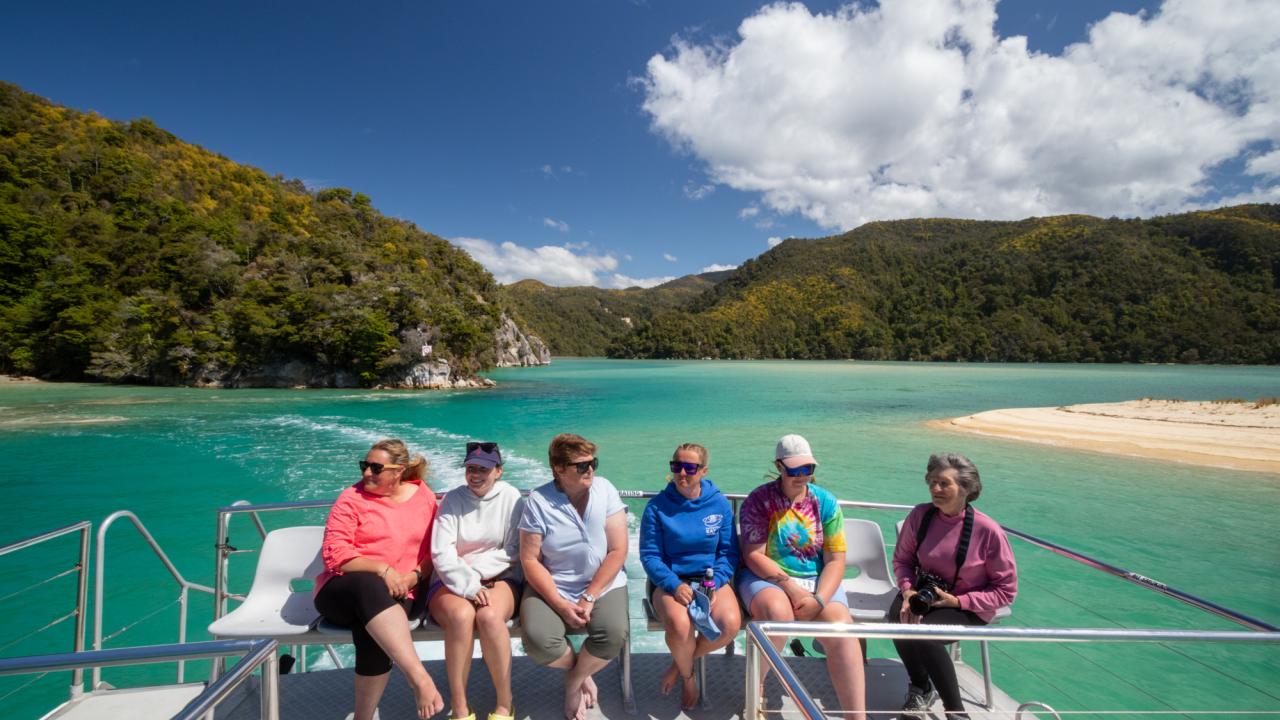 Taking in one of beautiful beaches along the Abel Tasman coastline