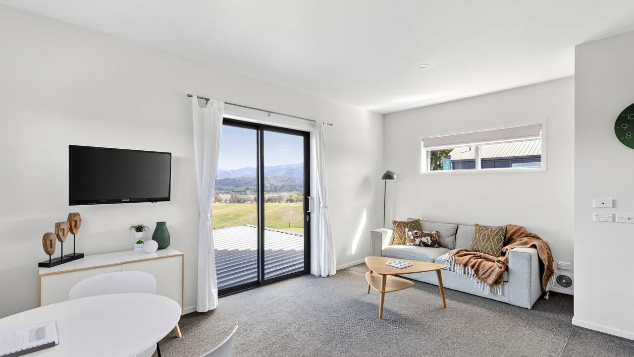 Studio One - living area with mountain views
