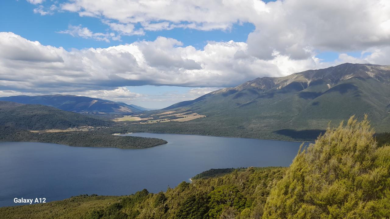 view of Lake Rotoiti from Mt Robert Carpark.