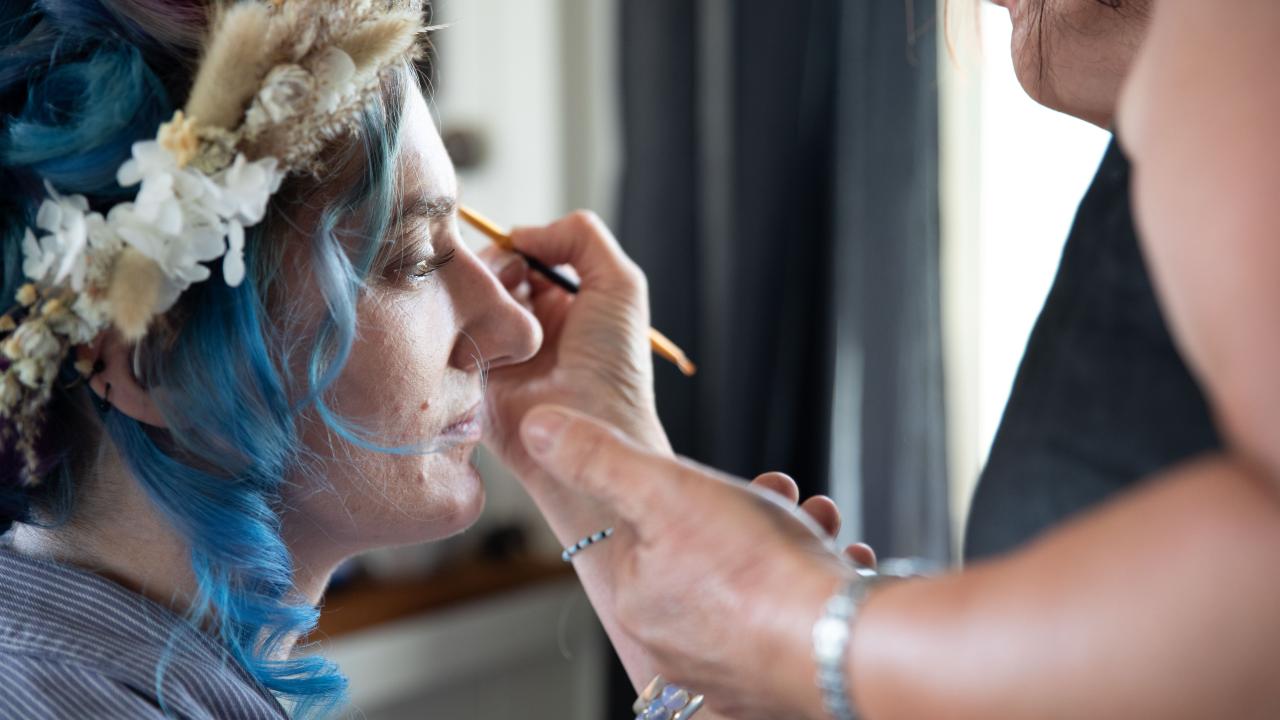 Wedding hair & makeup - at Hidden Valley Farm.
