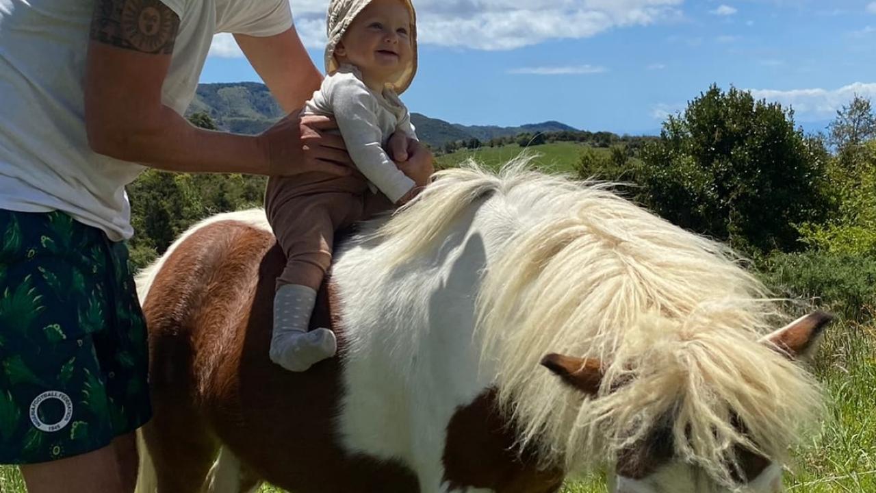 Baby's first pony ride experience