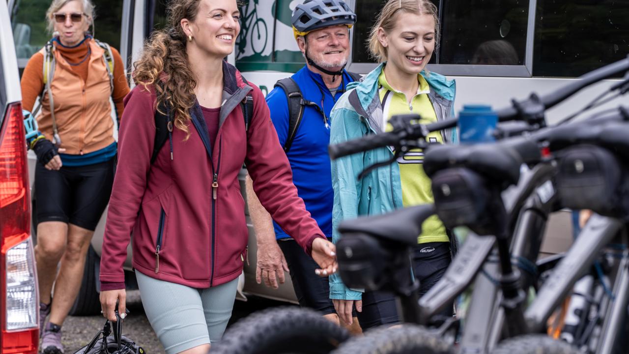 Ready to ride - top of the trail