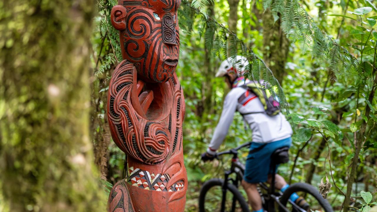 Pou at start of trail 