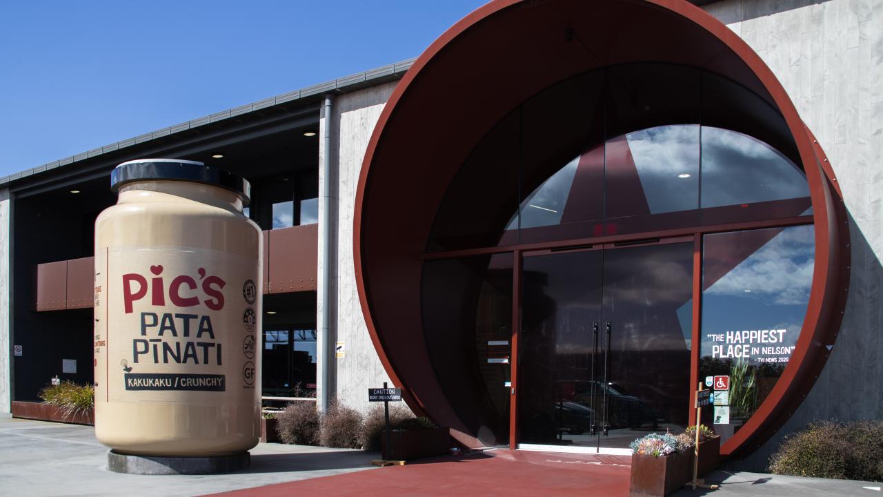 Giant jar of peanut butter - Pic's Peanut Butter World, Nelson, New Zealand.
