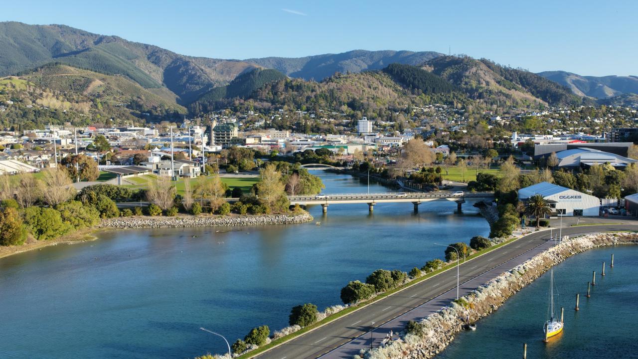 The Maitai River: its riverside walkway links the marina to town