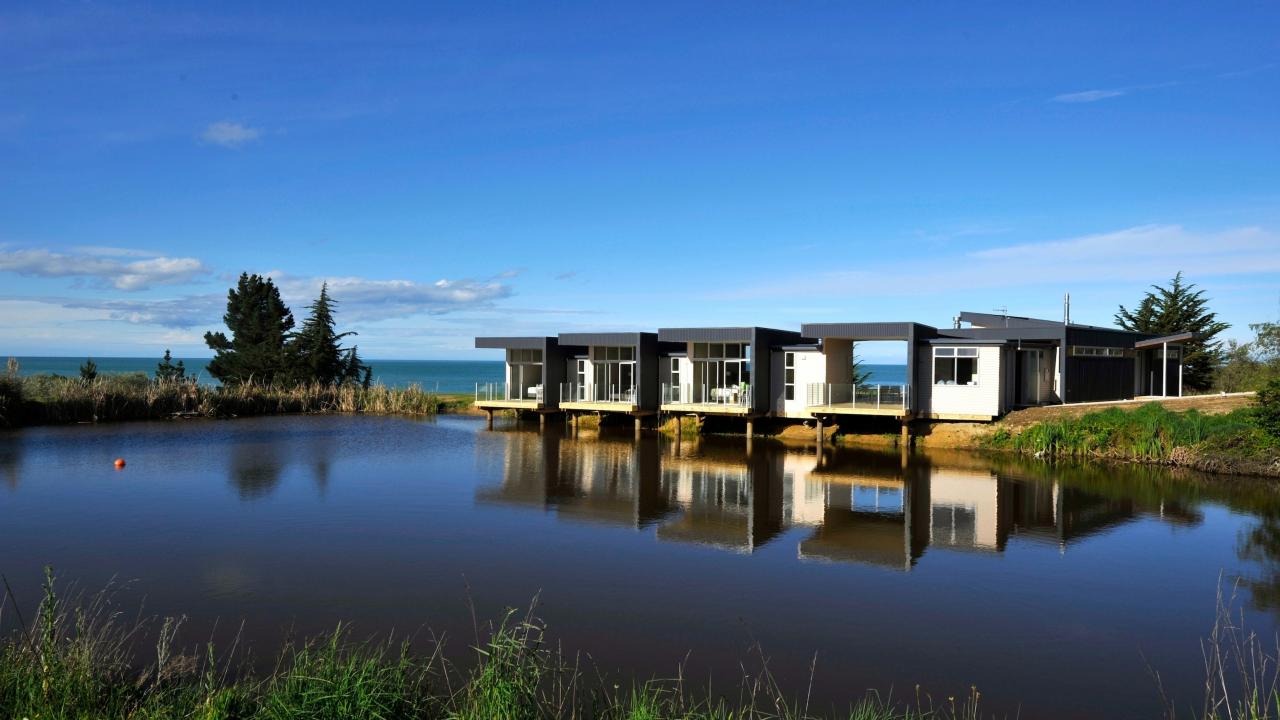 Three of the four suites overlooking the pond to the west and the ocean to the east.