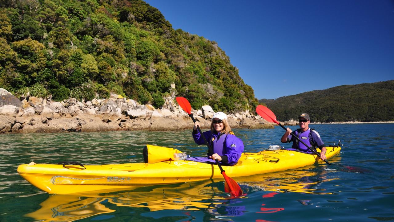 Stable double kayaks share the paddling effort
