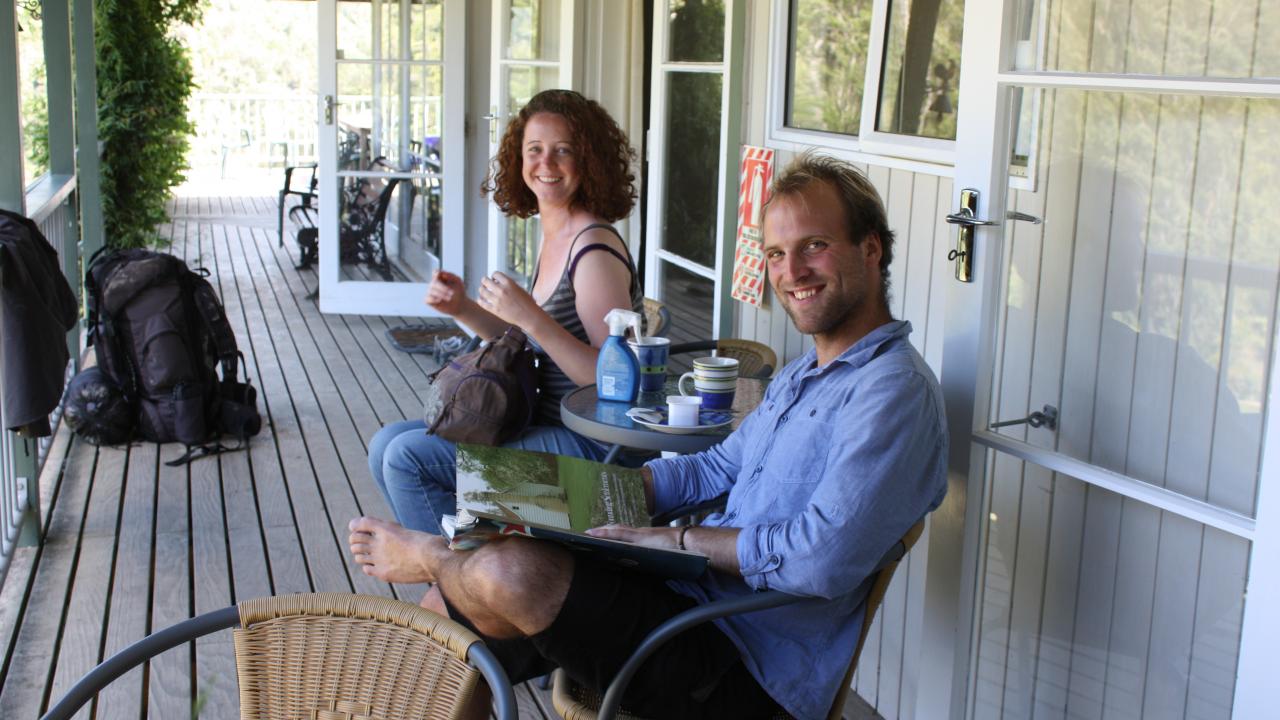 Relaxing on the balcony at BTN Lodge