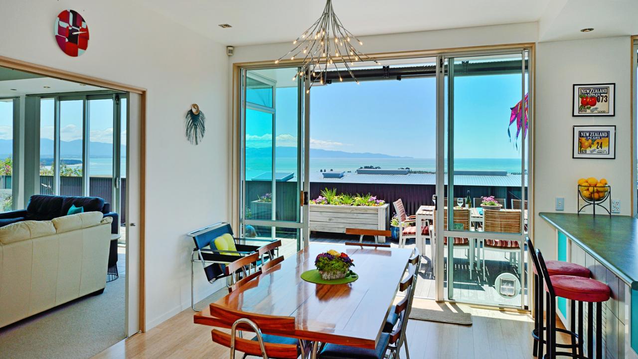 Kitchen, dining and living area
