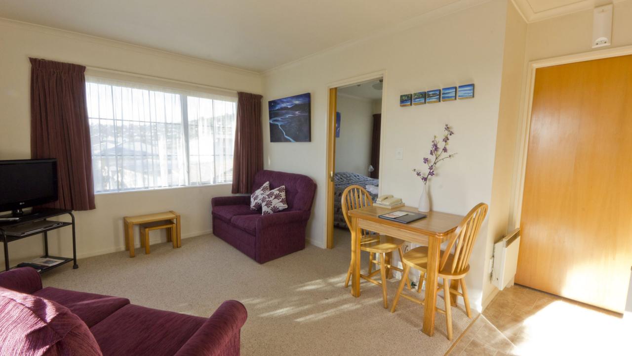 Lounges with flat screen TVs on trolleys to move to where you want them.