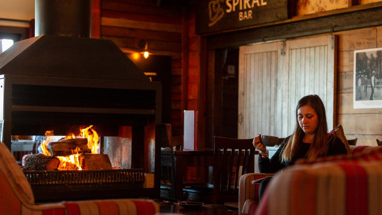 Cosy fireplace in the Spiral Restaurant.