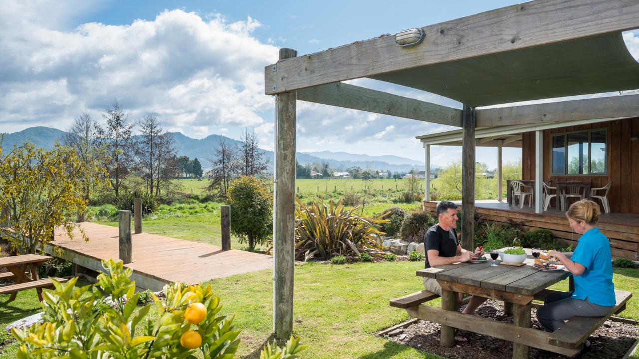 Our BBQ area and large gardens overlooking peaceful farmland.