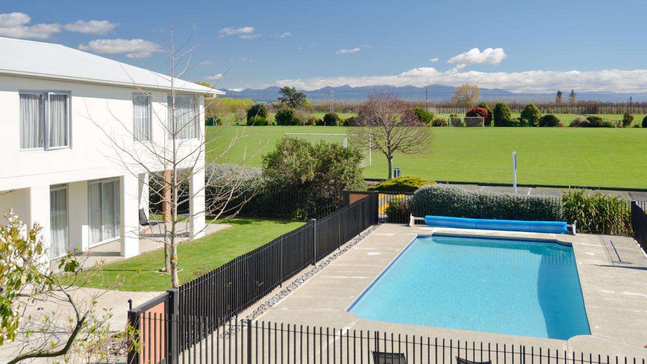 Swimming pool and park view