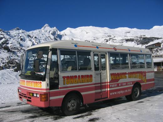 Bus in snow Whakapapa ski field